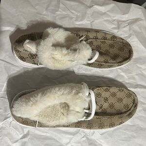 Women's Beige Fur-Lined Slip-On Shoes